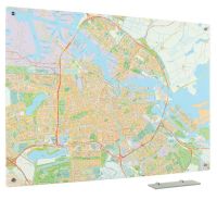 Glassboard kaart Amsterdam 90x120 cm